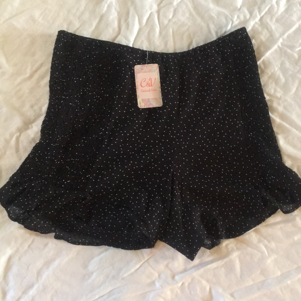 Navy blue white spotted shorts